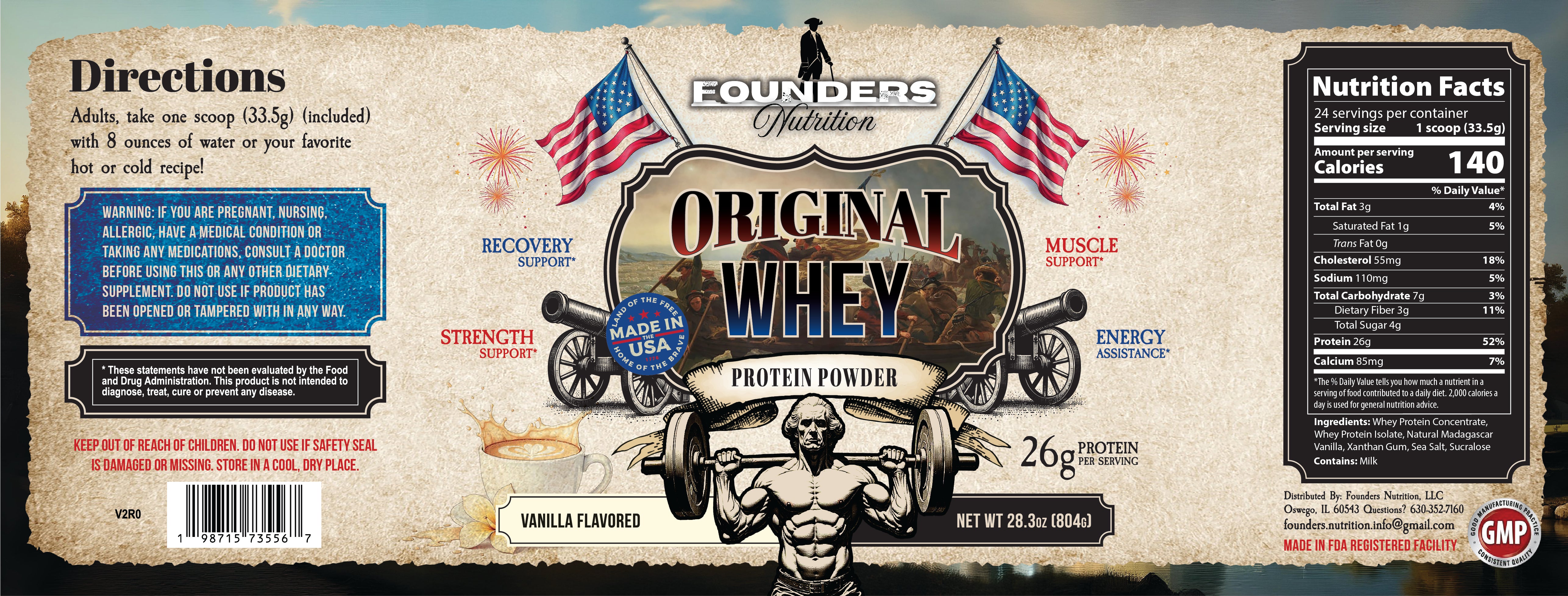 Founders Original Whey Protein - Vanilla - 24 servings